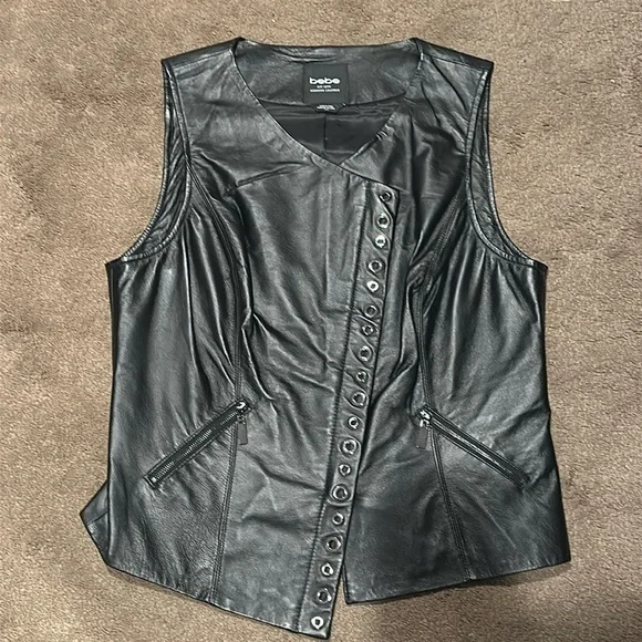 Bebe genuine leather vest - black - Picture 1 of 4